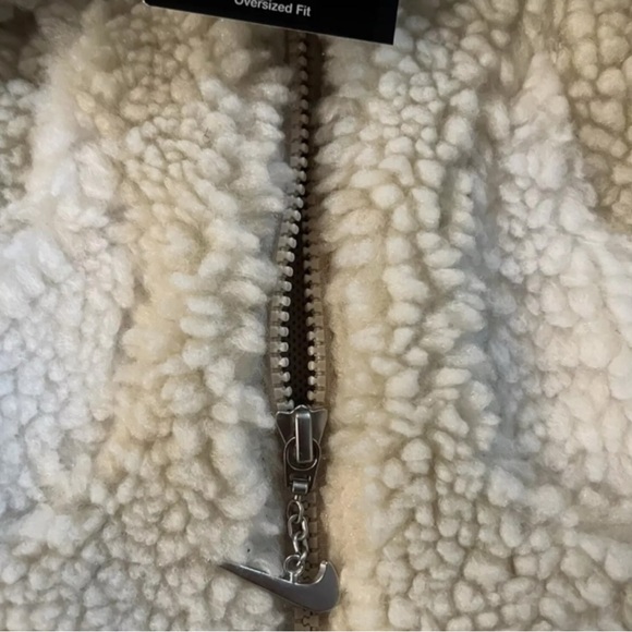 Nike Sportswear Swoosh Full Zip Sherpa Jacket Sail Women’s Size Large - Picture 2 of 8